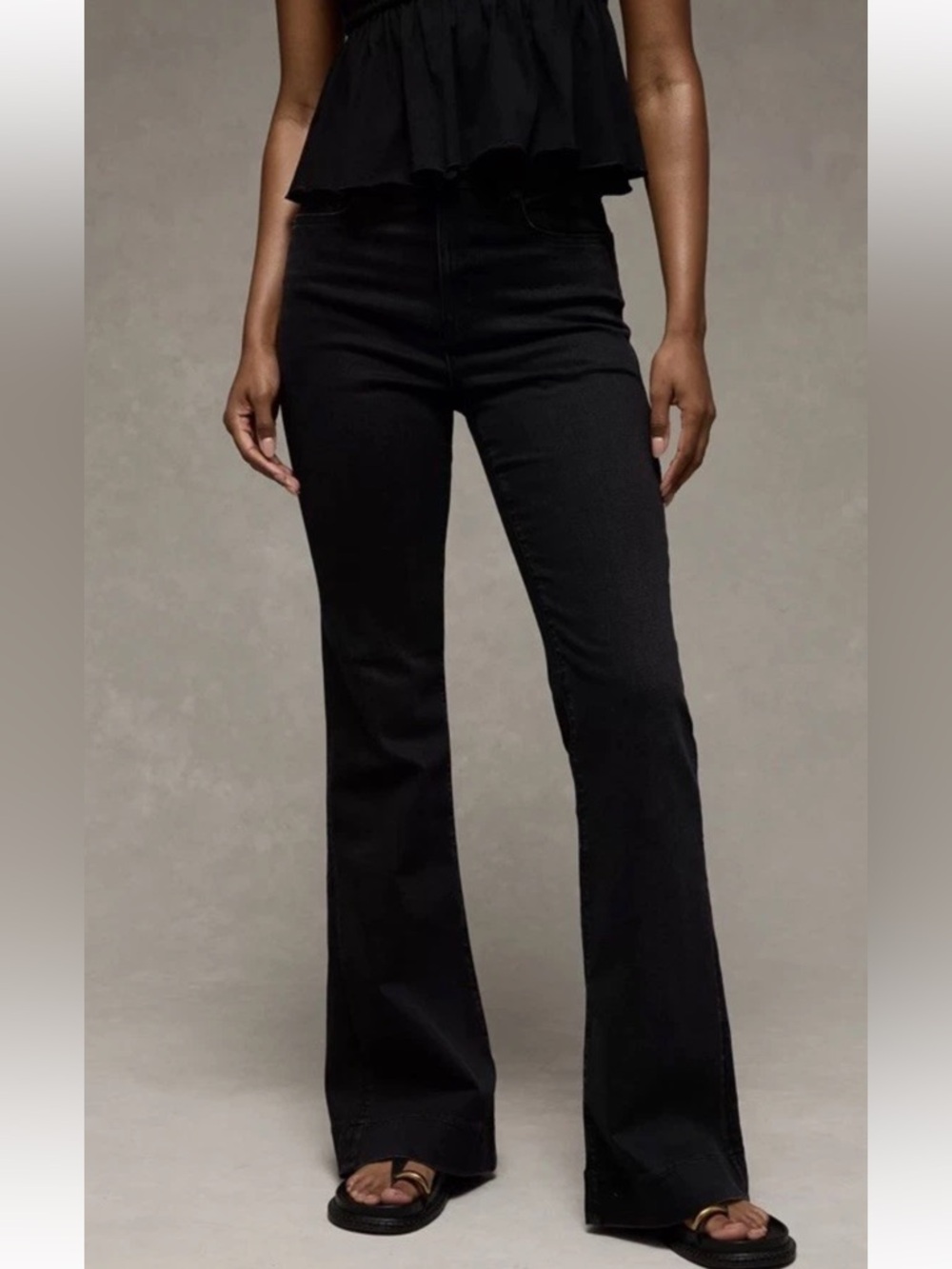 American Eagle Curvy Super High Rise Flare Next Level Stretch Black Size 14